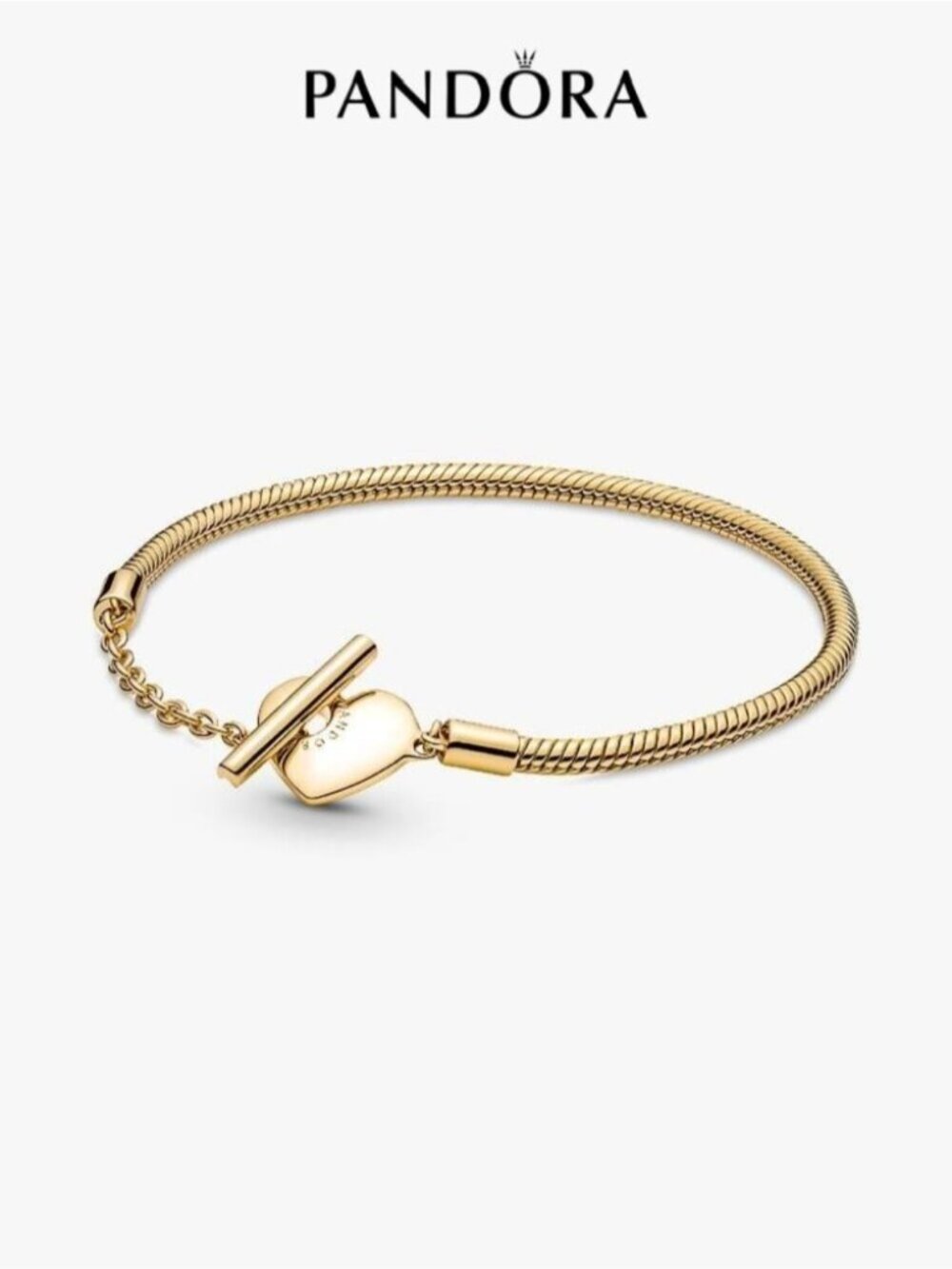 Pandora Heart T-Bar Snake Chain Bracelet
